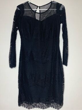 GUESS Black Lace Long Sleeve Dress